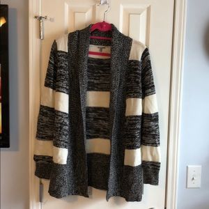 A black and white comfy cardigan.